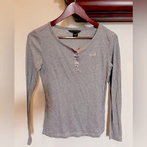Armani Exchange long sleeve Henley tshirt top silver grey size M